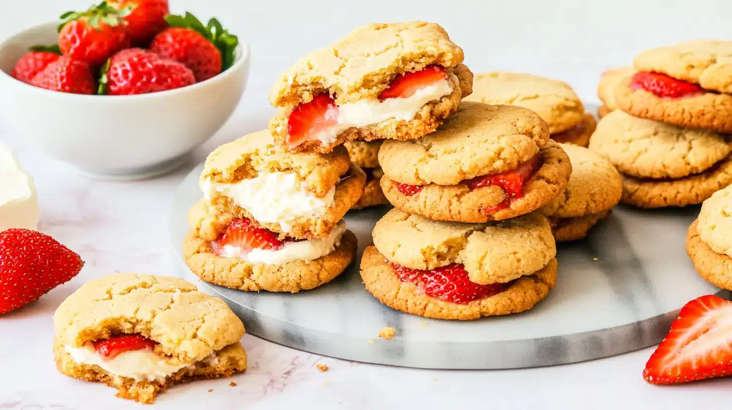 Strawberry Cheesecake Stuffed Cookies
